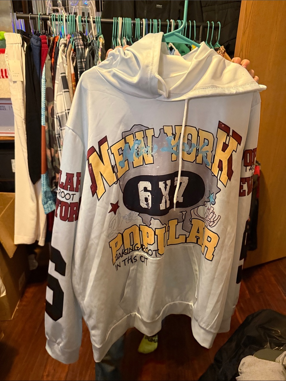New York 6YZ Popilar Graphic Hoodie - White